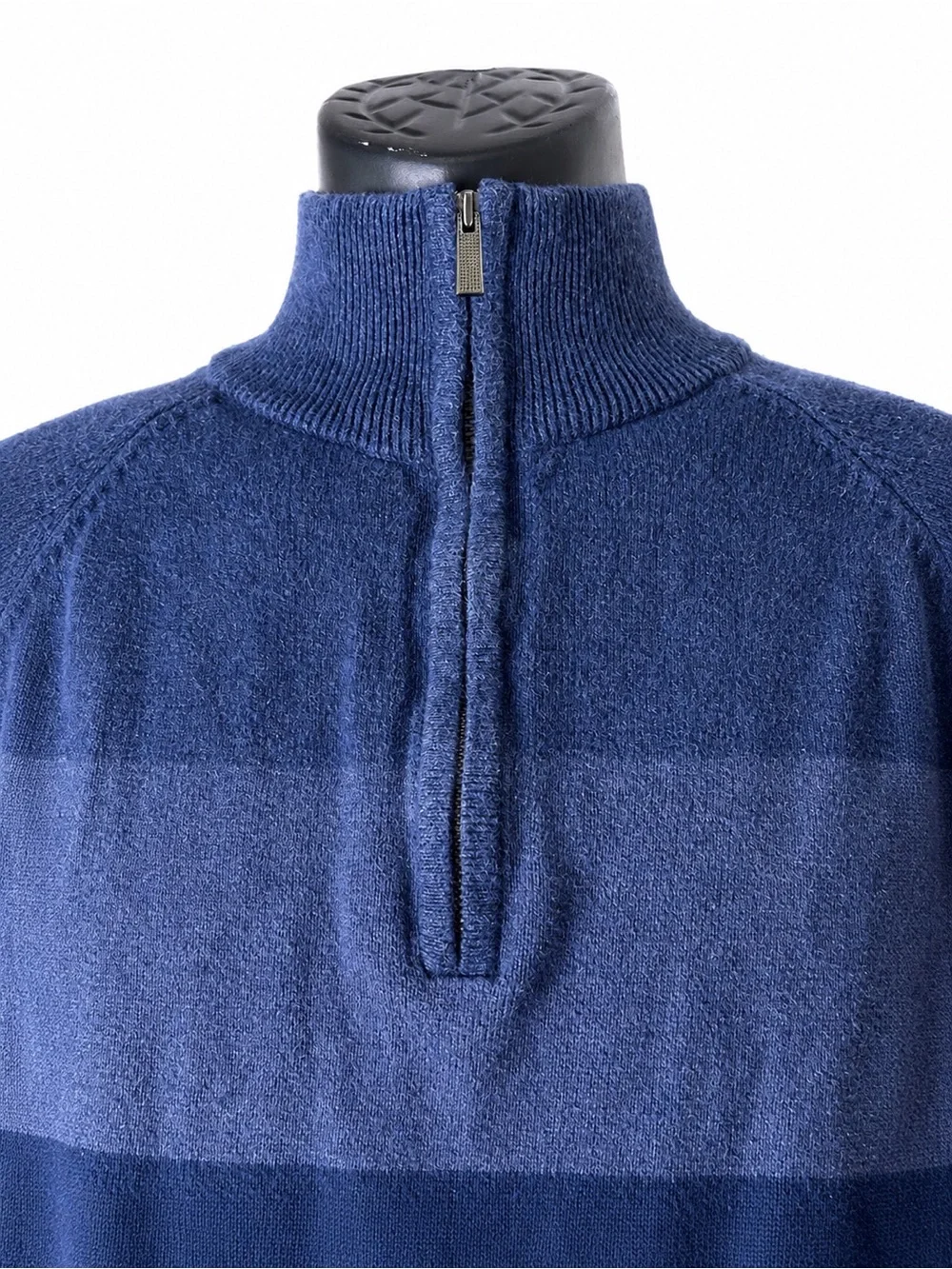 Calvin Klein Blue Colorblock Quarter Zip Cotton Sweater Size L
